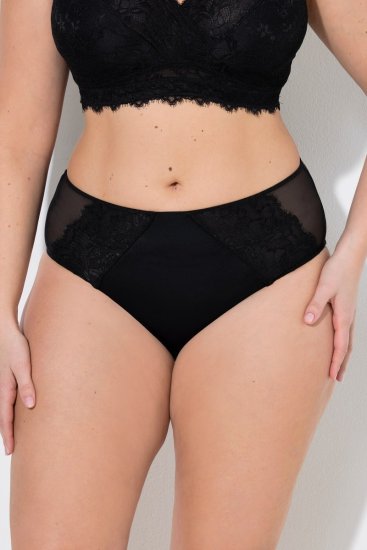 Ulla Popken 848693 Boxershorts met kant Zwart - Slips - 