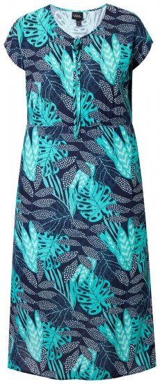 Ulla Popken 848696 Bedrukte jurk Donkerblauw - Zomerjurken - Grote maten zomerjurken voor dames