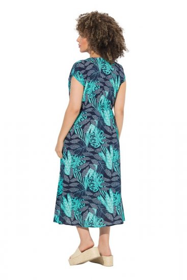 Ulla Popken 848696 Bedrukte jurk Donkerblauw - Zomerjurken - Grote maten zomerjurken voor dames
