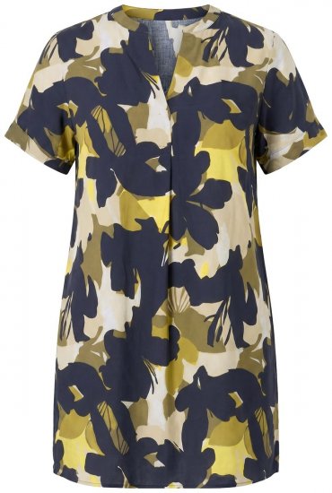 Ulla Popken 848710 Gebloemde jurk met zakken Donkerblauw - Kleedjes - Jurken in elke maat