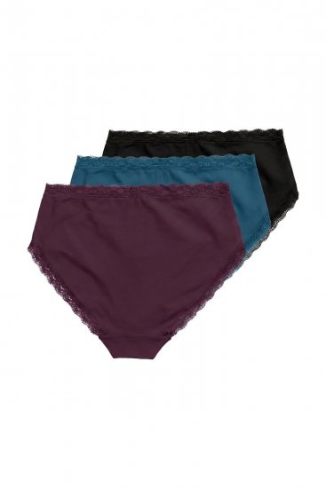 Ulla Popken 848803 Slips met kant 3-pack Wijnrood - Slips - 