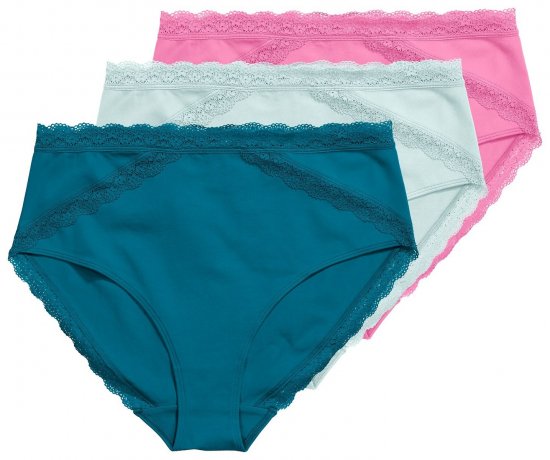 Ulla Popken 848803 Slips met kant 3-pack Petrol - Slips - 