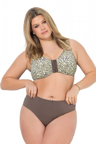Ulla Popken 848826 Strings met dierenprint 3-pack Taupe - Slips - 