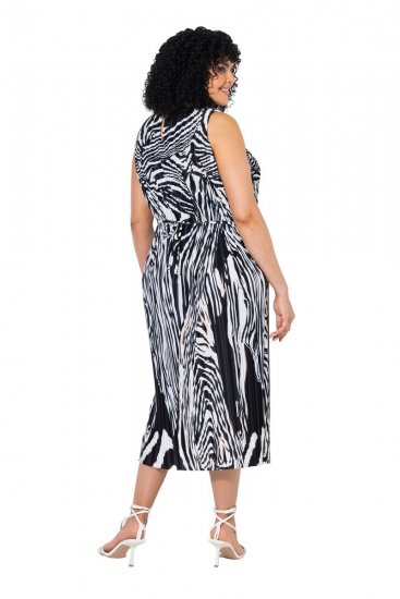Ulla Popken 848948 Jurk met dierenprint Zwart - Zomerjurken - Grote maten zomerjurken voor dames