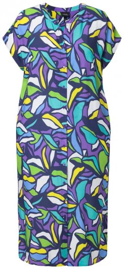 Ulla Popken 848980 Gebloemde blousejurk Lila - Midi jurken - Midi-jurken in grote maten