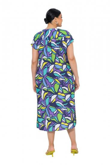 Ulla Popken 848980 Gebloemde blousejurk Lila - Midi jurken - Midi-jurken in grote maten