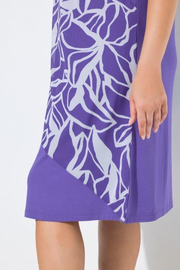 Ulla Popken 849033 Bedrukte chiffon jurk Lila - Kleedjes - Jurken in elke maat
