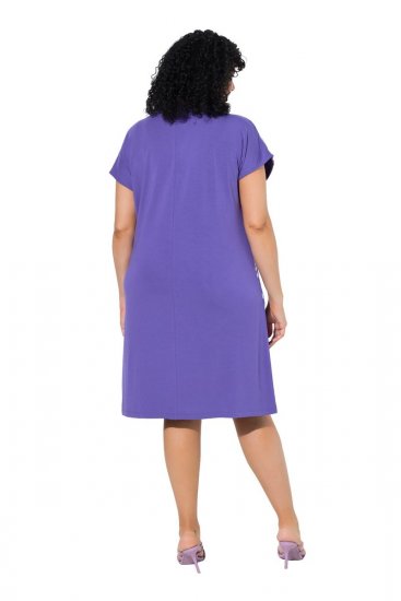 Ulla Popken 849033 Bedrukte chiffon jurk Lila - Kleedjes - Jurken in elke maat