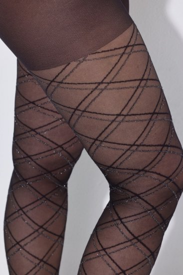 Ulla Popken 849049 Gestreepte panty 40 den Zwart - Panty's & sokken - 