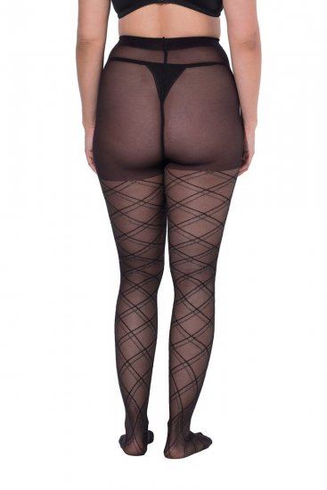 Ulla Popken 849049 Gestreepte panty 40 den Zwart - Panty's & sokken - 