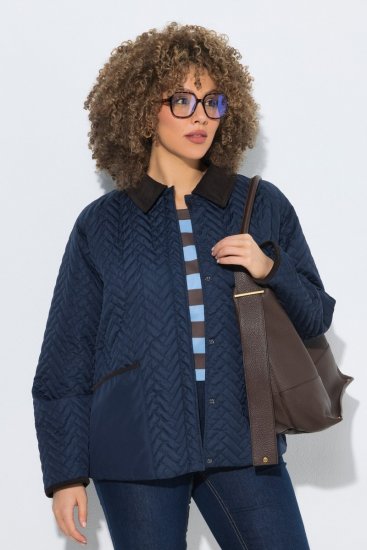 Ulla Popken 849111 Gewatteerd jack Donkerblauw - Jassen - Grote maten jassen voor dames