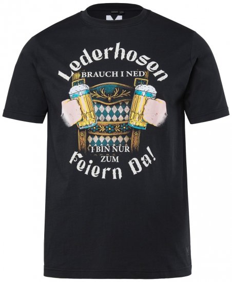 Men+ 410 T-shirt Lederhosn Zwart - T-shirts - Grote Maten T-shirts Heren