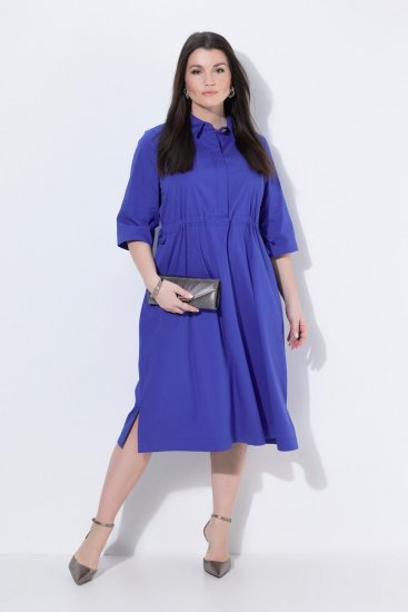 Ulla Popken 849541 Blousejurk met korte mouwen en trekkoord Violet - Blousejurken - 