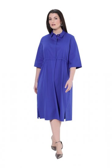 Ulla Popken 849541 Blousejurk met korte mouwen en trekkoord Violet - Blousejurken - 