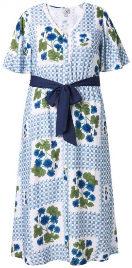 Ulla Popken 849662 Gebloemde blousejurk Gebroken wit - Midi jurken - Midi-jurken in grote maten