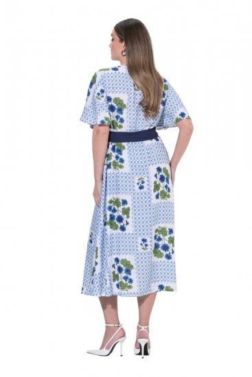 Ulla Popken 849662 Gebloemde blousejurk Gebroken wit - Midi jurken - Midi-jurken in grote maten