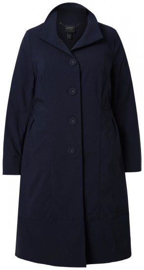 Ulla Popken 849803 Stretch jas met hoge kraag Donkerblauw - Jassen - Grote maten dames jassen