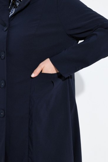 Ulla Popken 849803 Stretch jas met hoge kraag Donkerblauw - Jassen - Grote maten dames jassen