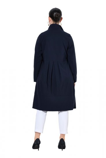 Ulla Popken 849803 Stretch jas met hoge kraag Donkerblauw - Jassen - Grote maten dames jassen