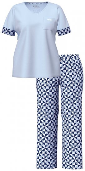 Ulla Popken 849850 Pyjama met ruitjes Lichtblauw - Pyjama's en Loungewear - 