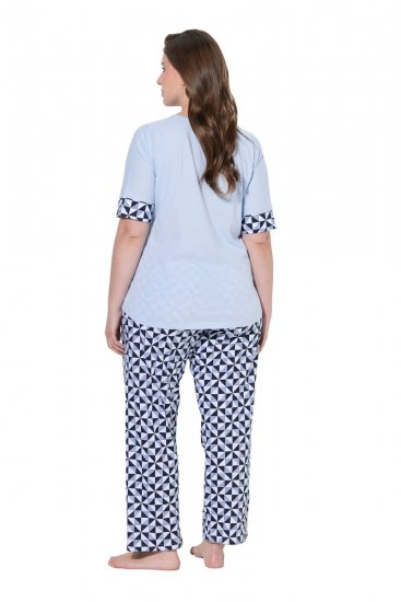 Ulla Popken 849850 Pyjama met ruitjes Lichtblauw - Pyjama's en Loungewear - 