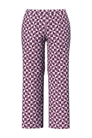 Ulla Popken 849850 Pyjama met ruitjes Bessenrood - Pyjama's en Loungewear - 