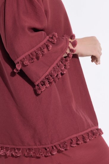 Ulla Popken 849860 Kimono Roestrood - Vesten - Dames vesten in grote maten
