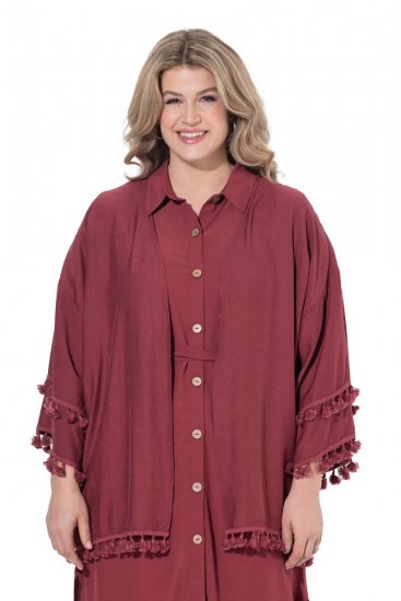 Ulla Popken 849860 Kimono Roestrood - Vesten - Dames vesten in grote maten