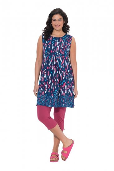 Ulla Popken 849887 Mouwloze jersey jurk Donkerblauw - Jersey jurken - 