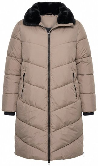 Ulla Popken 850041 Gewatteerde jas Taupe - Jassen - Grote maten dames jassen