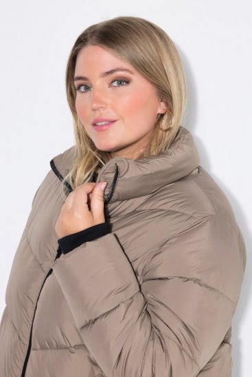 Ulla Popken 850041 Gewatteerde jas Taupe - Jassen - Grote maten dames jassen