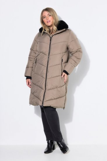 Ulla Popken 850041 Gewatteerde jas Taupe - Jassen - Grote maten dames jassen