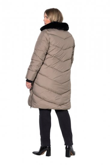 Ulla Popken 850041 Gewatteerde jas Taupe - Jassen - Grote maten dames jassen