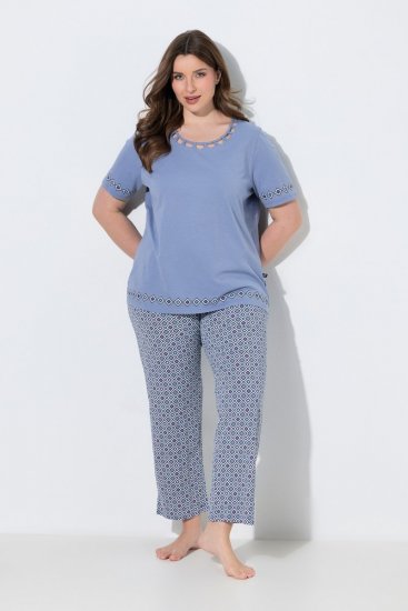Ulla Popken 850045 Pyjama met korte mouwen Lichtblauw - Pyjama's en Loungewear - 