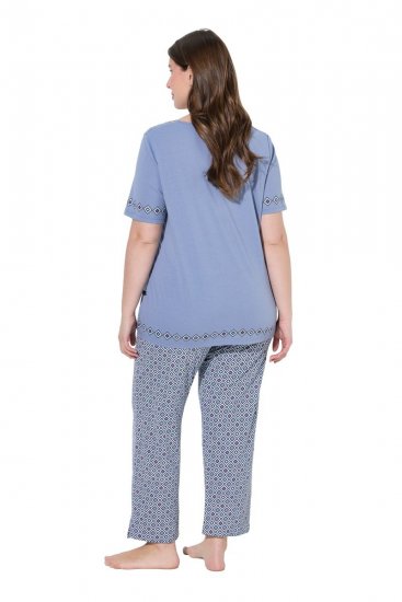 Ulla Popken 850045 Pyjama met korte mouwen Lichtblauw - Pyjama's en Loungewear - 
