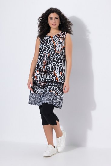 Ulla Popken 850175 Mouwloze jersey jurk met zakken Zwart - Zomerjurken - Grote maten zomerjurken voor dames