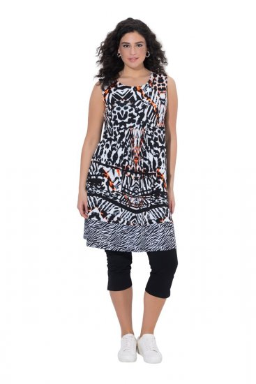 Ulla Popken 850175 Mouwloze jersey jurk met zakken Zwart - Zomerjurken - Grote maten zomerjurken voor dames