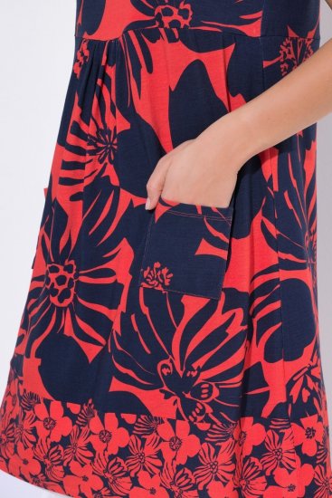 Ulla Popken 850175 Bedrukte jersey jurk Koraal - Jersey jurken - 