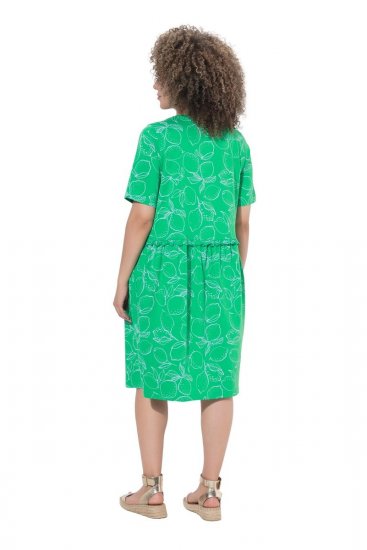 Ulla Popken 850204 Jersey jurk met korte mouwen en V-hals Groen - Jersey jurken - 