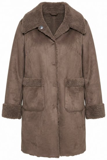 Ulla Popken 850251 Teddy jas Lichtbruin - Jassen - Grote maten dames jassen