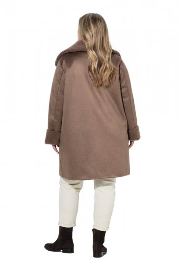 Ulla Popken 850251 Teddy jas Lichtbruin - Jassen - Grote maten dames jassen