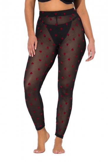 Ulla Popken 850264 Bedrukte panty legging Zwart - Panty's & sokken - 