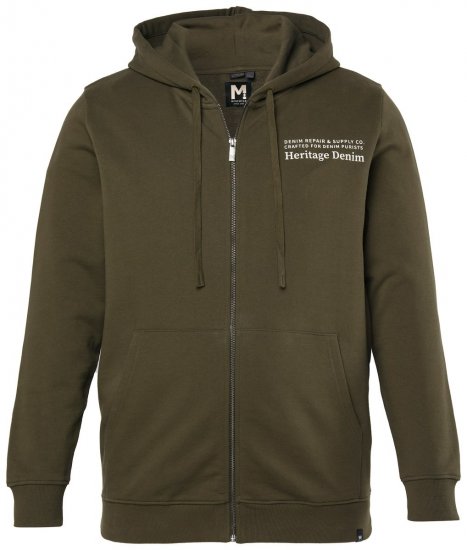Men+ 375 Hoodie met rits Heritage Denim Kakigroen - Sweaters & hoodies - Sweaters & Hoodies Grote Maten Heren