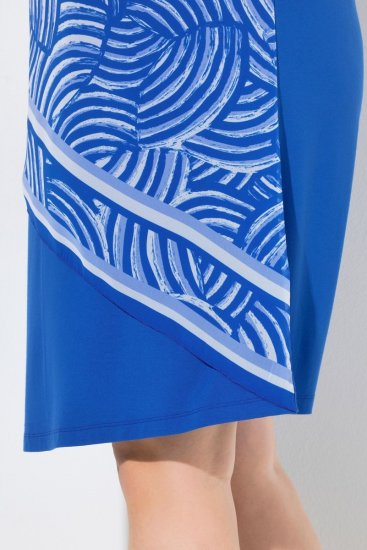 Ulla Popken 850389 Bedrukte chiffon jurk Blauw - Kleedjes - Jurken in elke maat