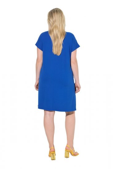 Ulla Popken 850389 Bedrukte chiffon jurk Blauw - Kleedjes - Jurken in elke maat