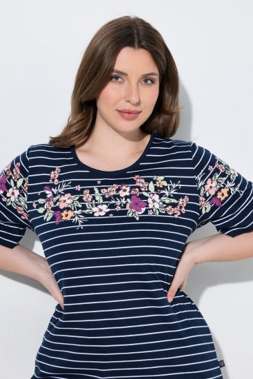 Ulla Popken 850403 Pyjama met bloemenprint Donkerblauw - Pyjama's en Loungewear - 