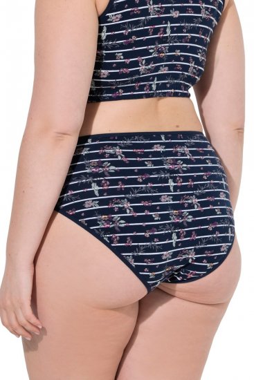 Ulla Popken 850538 Gebloemde slips van biologisch katoen 2-pack Donkerblauw - Slips - 