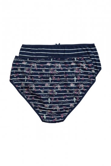 Ulla Popken 850538 Gebloemde slips van biologisch katoen 2-pack Donkerblauw - Slips - 
