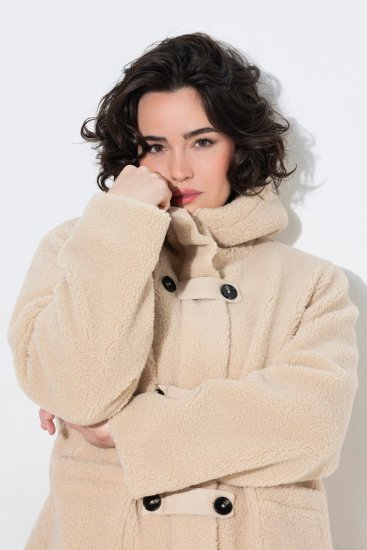 Ulla Popken 850589 Teddy jack Gebroken wit - Jassen - Grote maten jassen voor dames