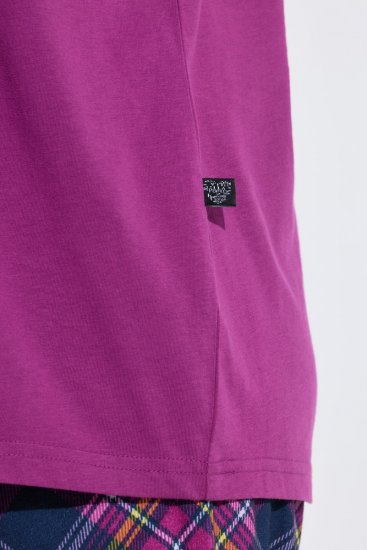 Ulla Popken 850864 3-delige pyjamaset met ruitjes Violet - Pyjama's en Loungewear - 